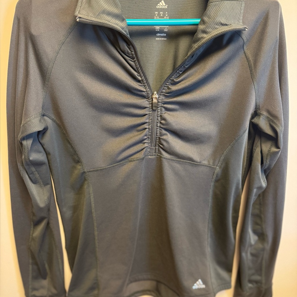 Adidas Charcoal Long Sleeve Half-Zip Top